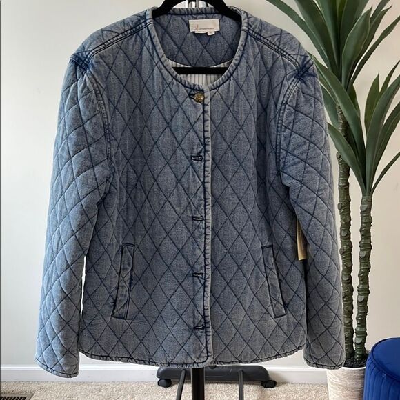 Anthropologie Blue Puffer Jacket with Quilted Design - Picture 6 of 10